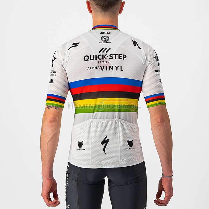 Abbigliamento Ciclismo UCI Deceuninck Quick Step Manica Corta 2022 Bianco